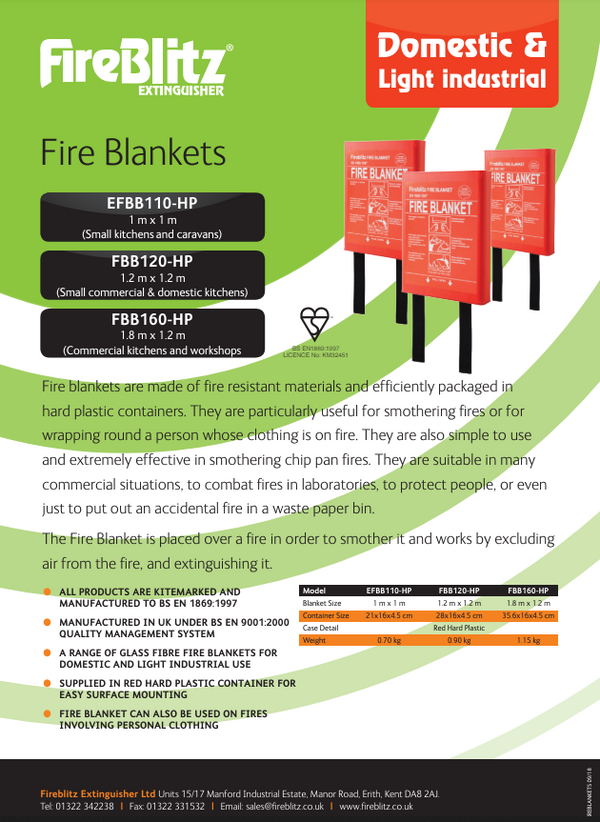 Fireblitz Fire Blanket 1.2m x 1.2m - 62220