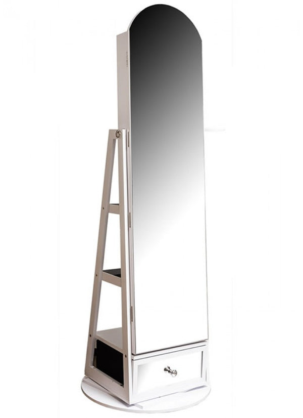 The Grange Collection White Rotating Mirrored Jewellery Cabinet - 642996