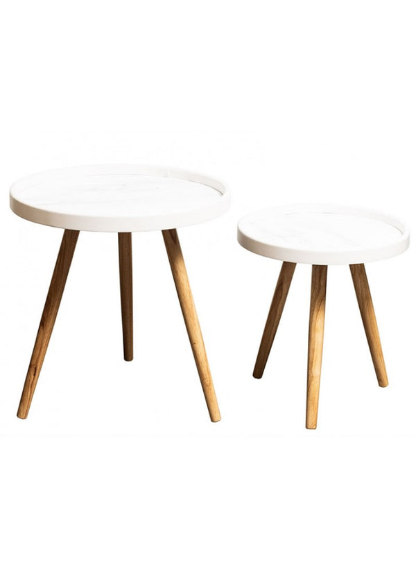 The Grange Collection Set of 2 Marble Effect Tables