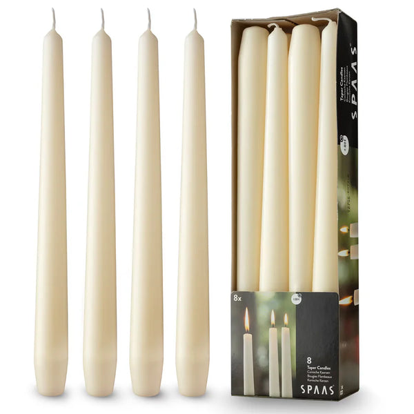 SPAAS DINNER CANDLE 250MM IVORY 8PC - 640197