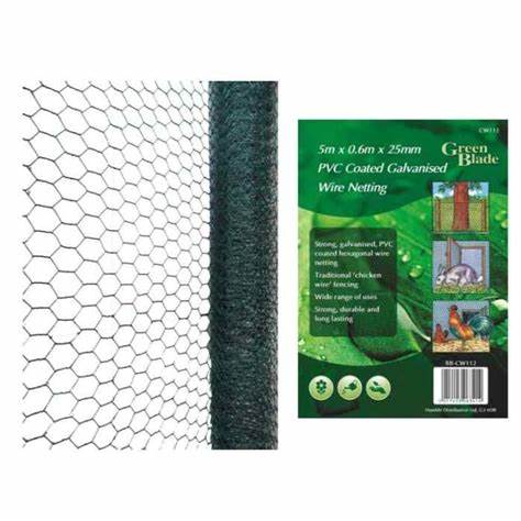 Green Blade PVC Coated Galvanised Wire Netting 5 x 0.6m x 25mm - 39564