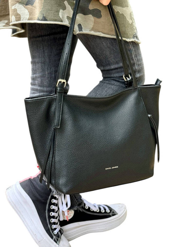 DAVID JONES BLACK MEDIUM SHOPPER BAG - 721787