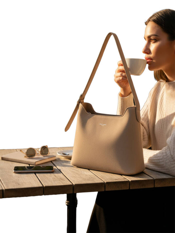 DAVID JONES WARM TAUPE STRUCTURED BAG - 721771
