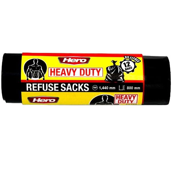 Hero Heavy Duty Refuse Sacks 12 Pack - 65109