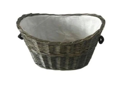 Home Collection Oval Grey Willow Log Basket with Rope Handles - 6410682