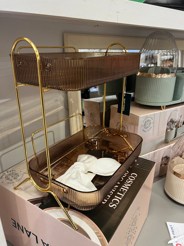 Tara Lane Gold 2 Shelf Cosmetic Organiser - 644263