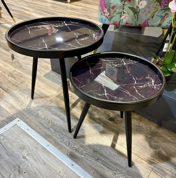 The Grange Collection Set of 2 Marble Effect Tables