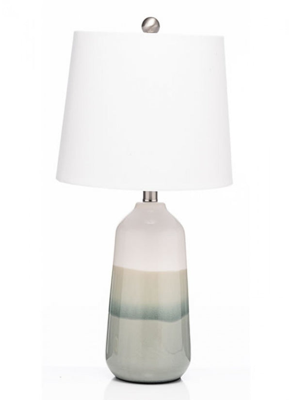 GREEN GREY TWO TONE CERAMIC LAMP - 391297
