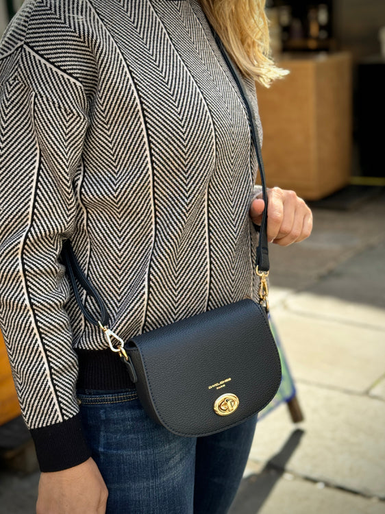 DAVID JONES BLACK SMALL SHOULDER BAG W/TURNLOCK - 721708