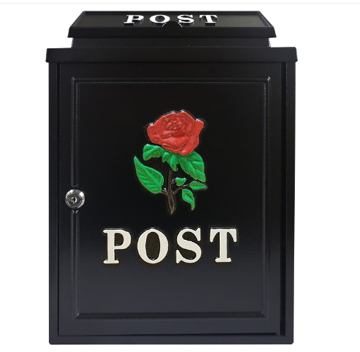 Manor Red Rose Cast Aluminium Post Box - 643141