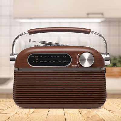Lloytron 2 Band 'Vintage' Rechargeable Portable Radio + Music Stream - 644434
