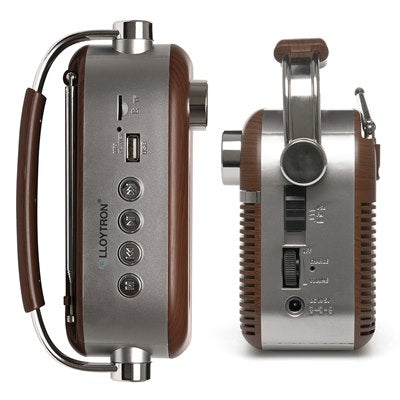 Lloytron 2 Band 'Vintage' Rechargeable Portable Radio + Music Stream - 644434