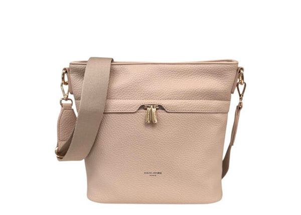 DAVID JONES BLUSH PINK SLOUCHY X-BODY BAG - 721740