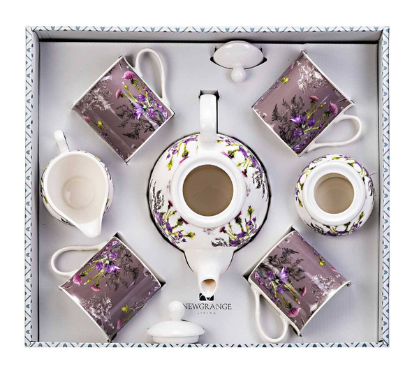Newgrange Bone China Purple Thistle 7pc Tea Set - 646403