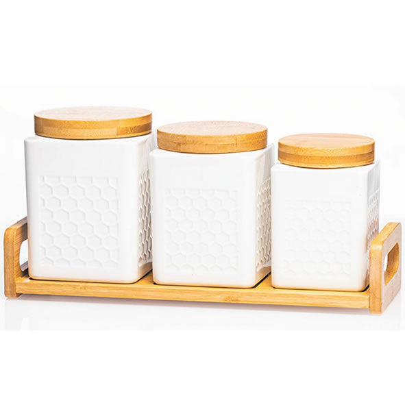 Newgrange Ceramic Honeycomb 3pc Jar Set - 647727