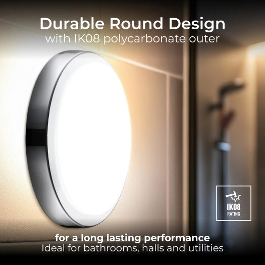 LUCECO BEZEL 17W WHT/CHR INDOOR BULKHEAD - 622854