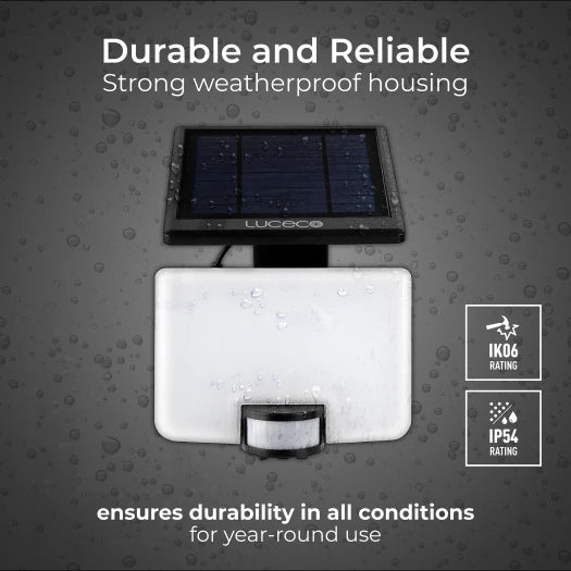 LUCECO SOLAR 8W FLOODLIGHT W/PIR & DETACH PANEL - 622840
