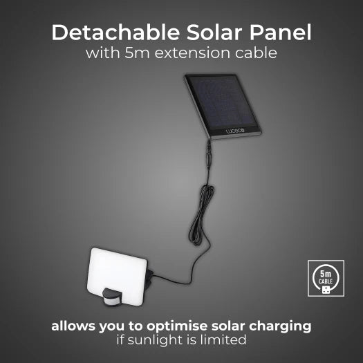 LUCECO SOLAR 8W FLOODLIGHT W/PIR & DETACH PANEL - 622840