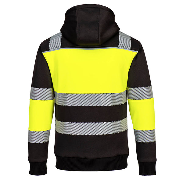Portwest PW377 Hi-Vis Zipped Class 1 Winter Hoodie Yellow/Black