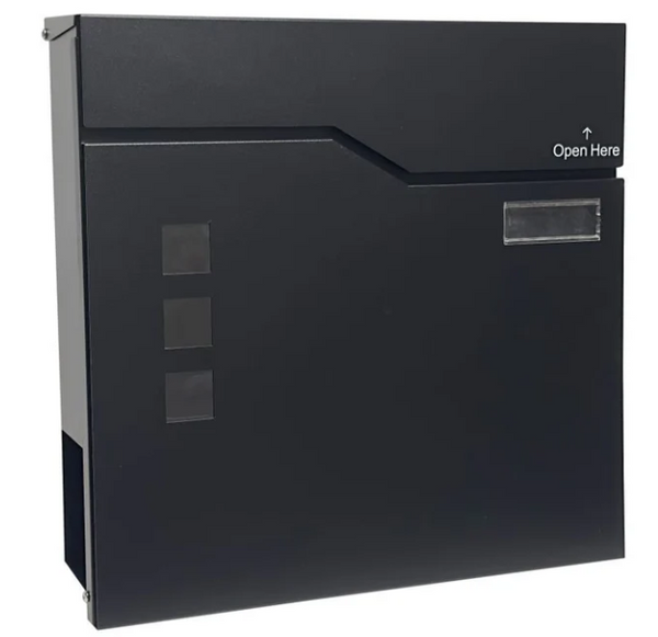 MANOR BLACK GALVANISED STEEL POSTBOX - 643149
