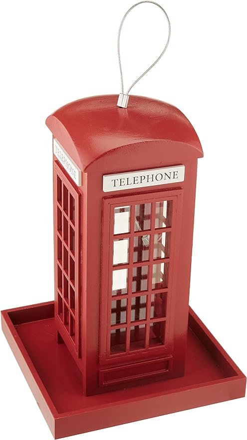 Traditional Red Telephone Bird Box Feeder - 392468