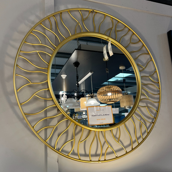 Round Gold Decorative Framed Mirror - 6410540