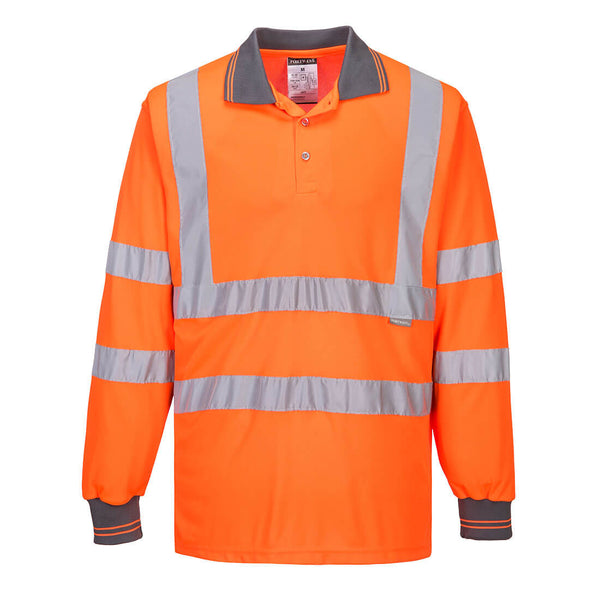 Portwest S277 Hi-Vis Polo Shirt Long Sleeve Orange