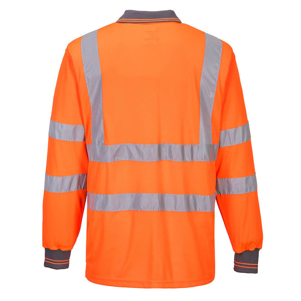 Portwest S277 Hi-Vis Polo Shirt Long Sleeve Orange