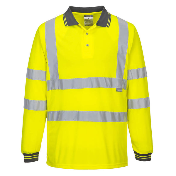 Portwest S277 Hi-Vis Polo Shirt Long Sleeve Yellow