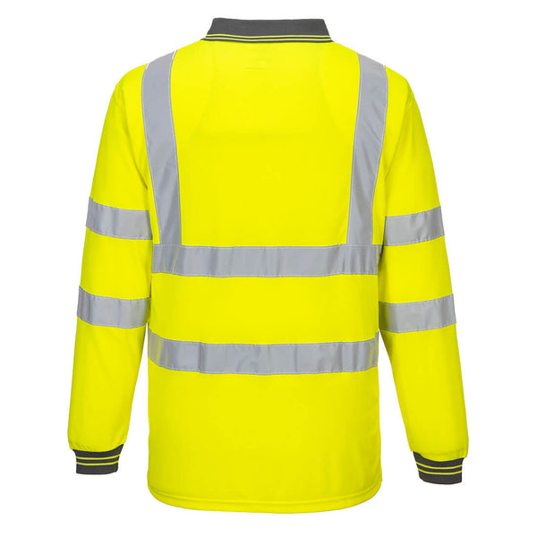 Portwest S277 Hi-Vis Polo Shirt Long Sleeve Yellow