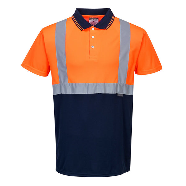 Portwest S479 Hi-Vis Contrast Polo Shirt Orange/Navy
