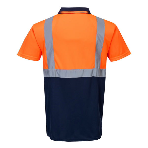 Portwest S479 Hi-Vis Contrast Polo Shirt Orange/Navy