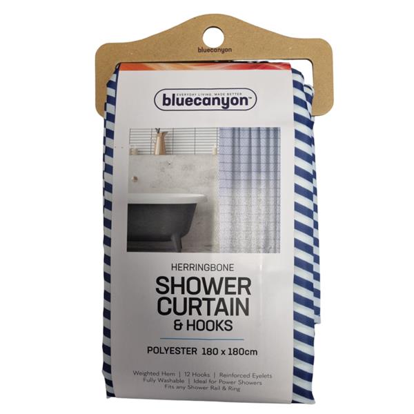 HERRINGBONE 180X180CM SHOWER CURTAIN - 350084