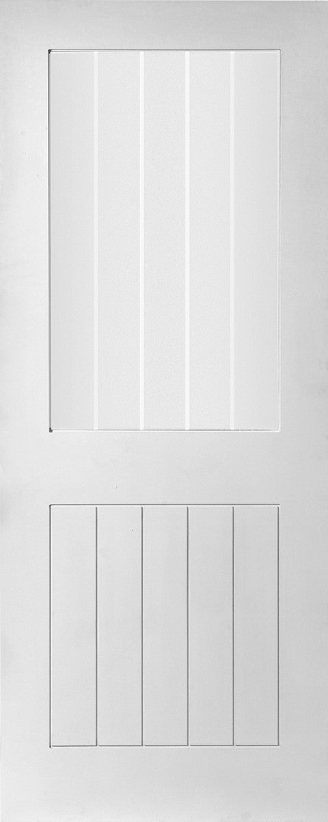 Seadec Nevada White Vertical Etched Printed Glass Door