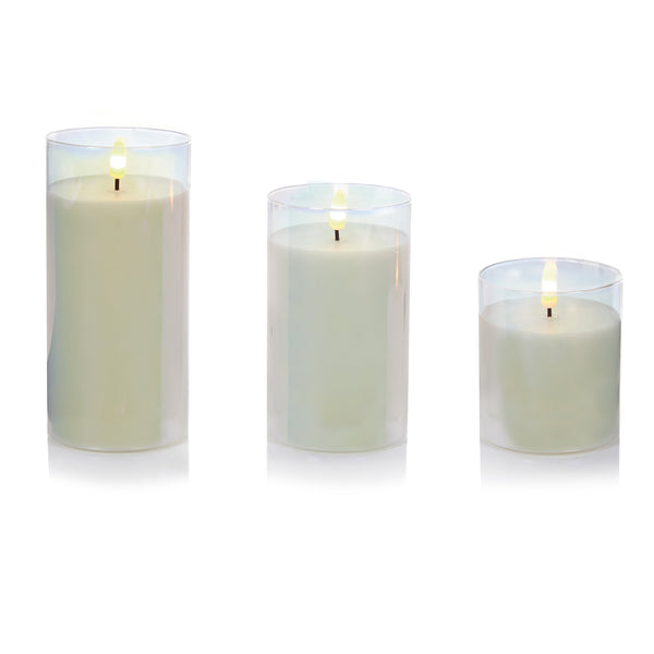 Set of 3 Flicker Candles in Pearl Glass - 661337