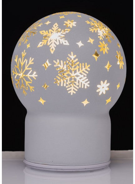 The Grange Collection Glass Christmas Snowflake LED Light Ball - 666003