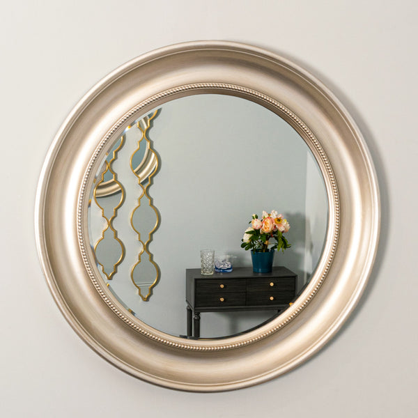 Lena Wall Mirror Beaded Round Champagne