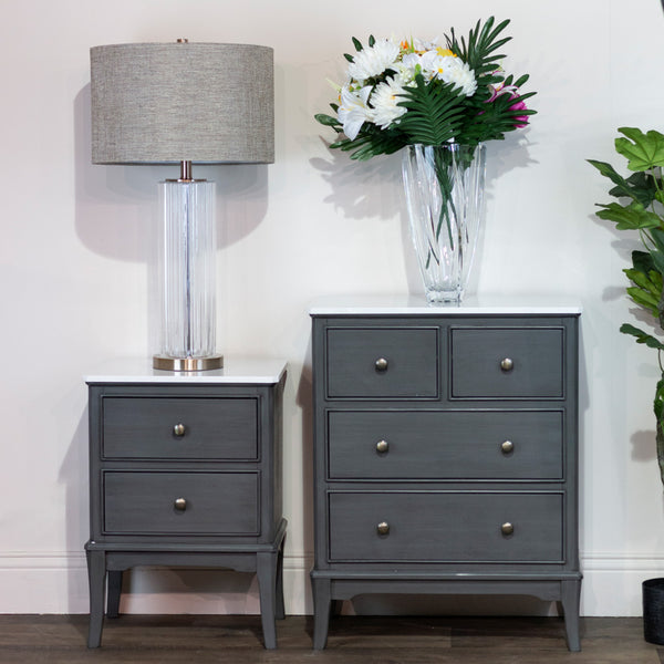 MONROE 2 DRAWER ACCENT TABLE W/MARBLE TOP - 641136