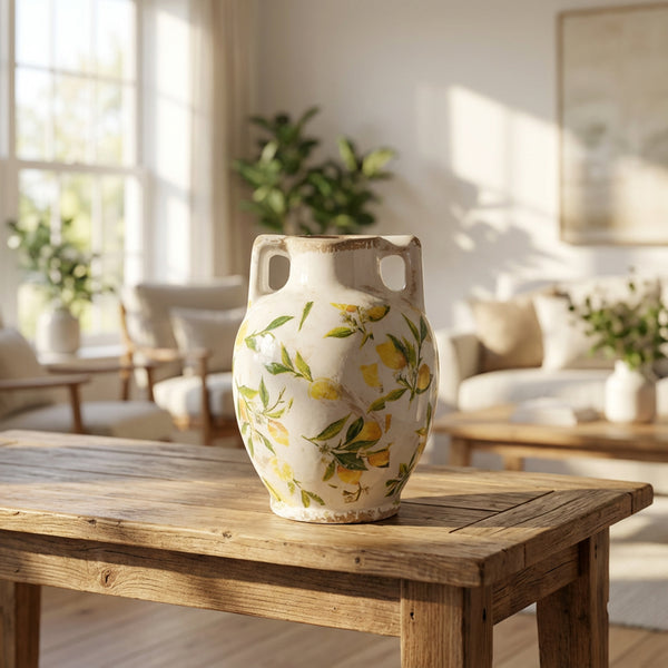 22CM LEMON TWO HANDLED VASE - 649587