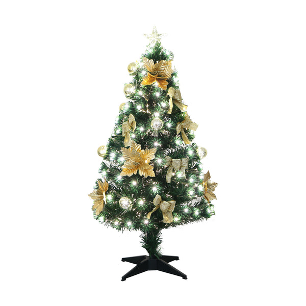 4ft Fibre Optic Christmas Tree w/gold decorations - 661301