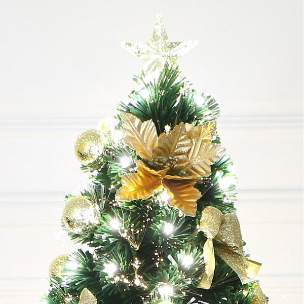 4ft Fibre Optic Christmas Tree w/gold decorations - 661301