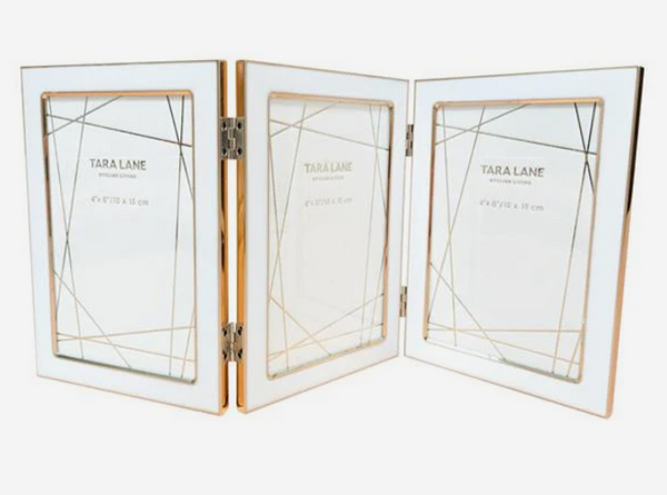 Tara Lane Ella 4 x 6 White & Gold Folding Photo Frame - 645311