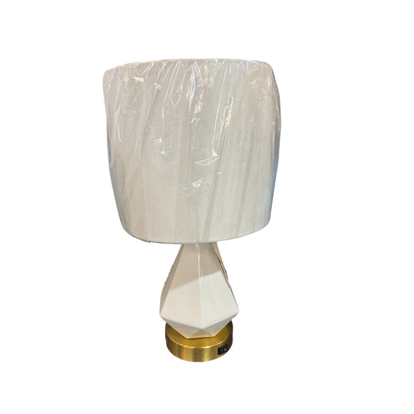 Tara Lane Geometric White & Gold Table Lamp - 635344
