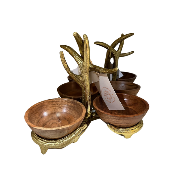 Tara Lane Set of 3 Bowls With Antler Gold Stand - 643983