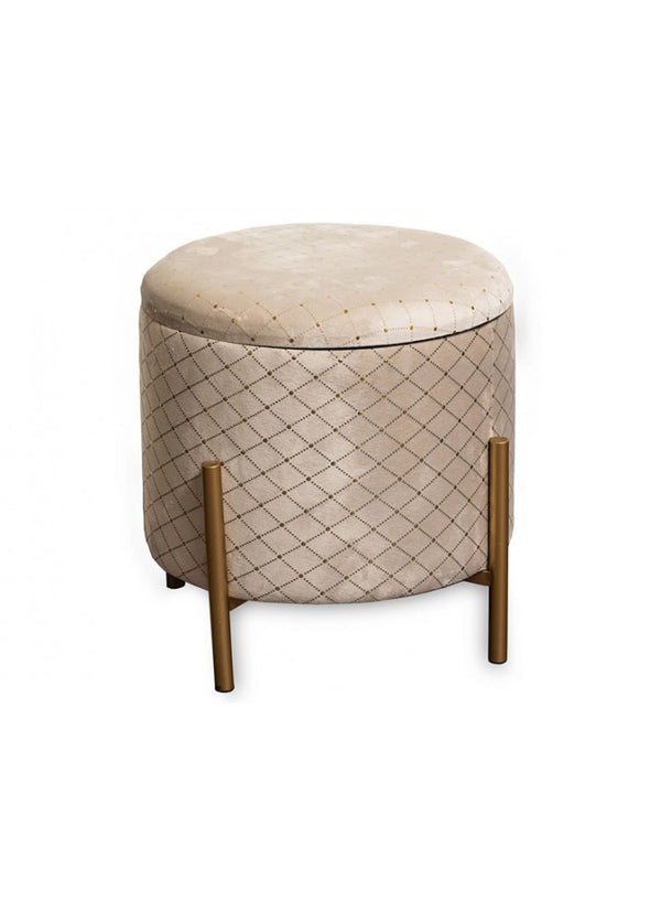 The Grange Beige & Gold Footstool With Storage - 6450623