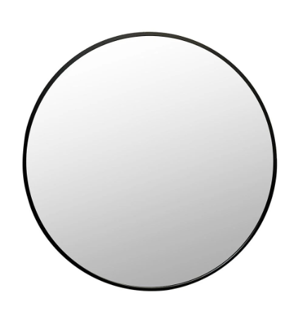 The Grange Black Round Mirror 80cm - 6401625