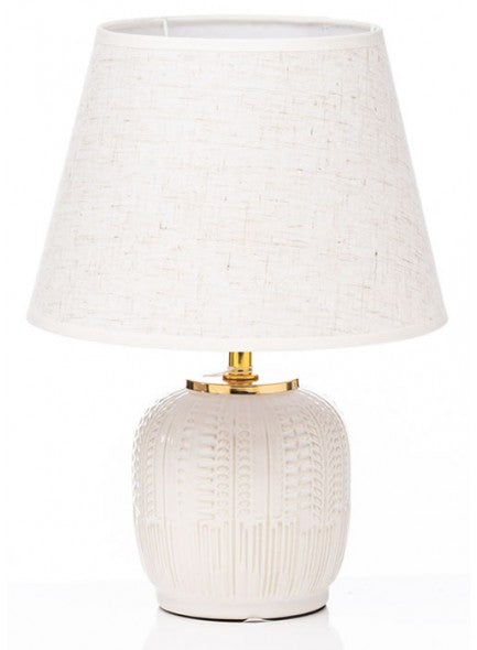 The Grange Contemporary Cream Textured Stoneware Base Lamp - 6410558