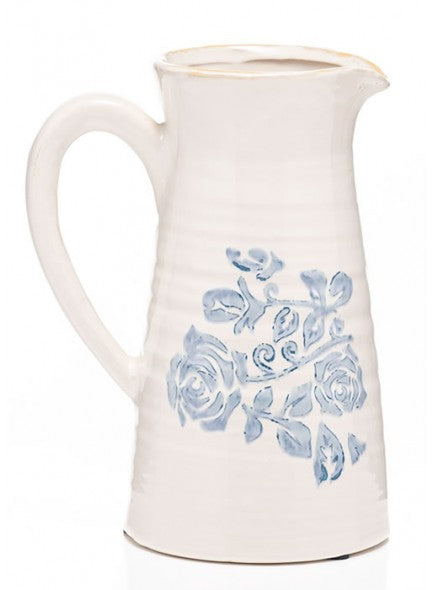 The Grange Cream Ceramic Jug with Blue Decorative Flowers - 642121