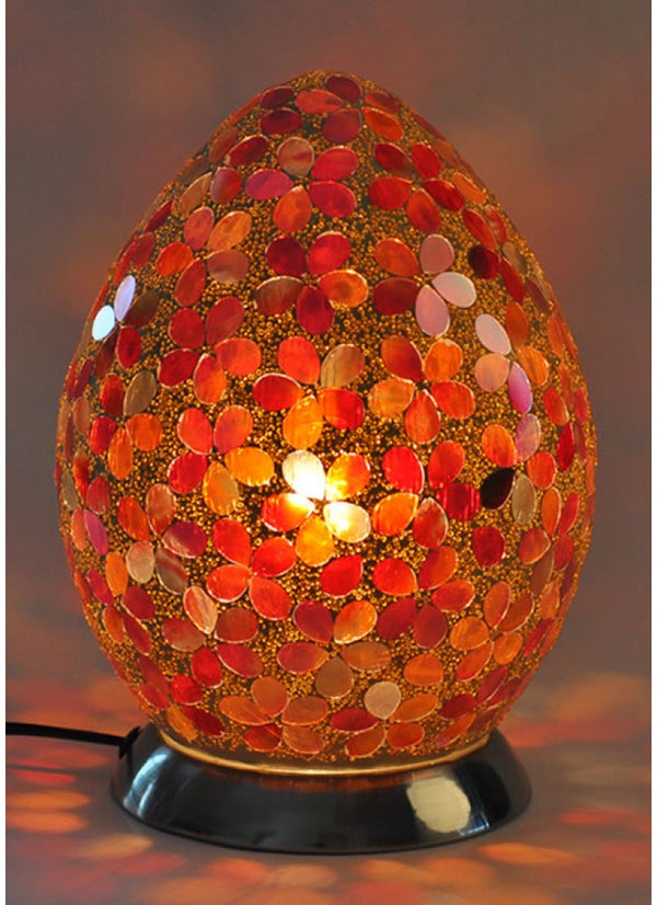 The Grange Red & Amber Mosaic Egg Lamp - 646681