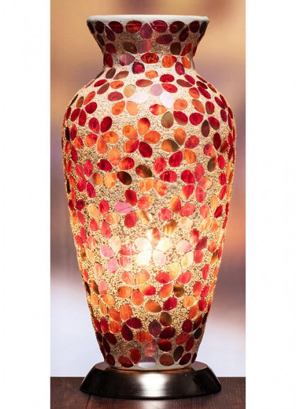 The Grange Red & Amber Mosaic Vase Lamp - 6410501